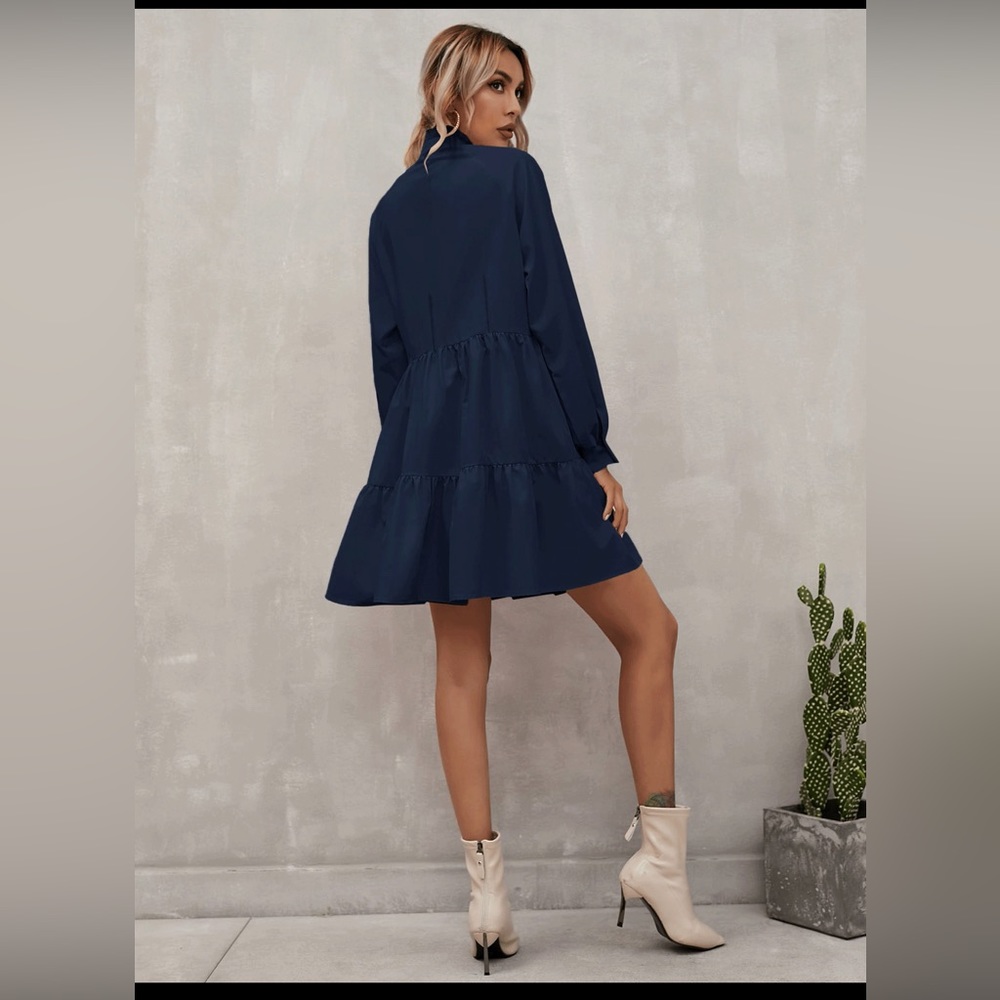 SHEIN Navy Blue Long Sleeve Dress